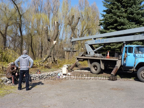 Не для пиара: в парке культуры и отдыха Славянска начали вырубку аварийных деревьев