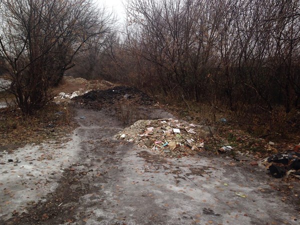 В Славянске мусор выбрасывают прямо на дорогу